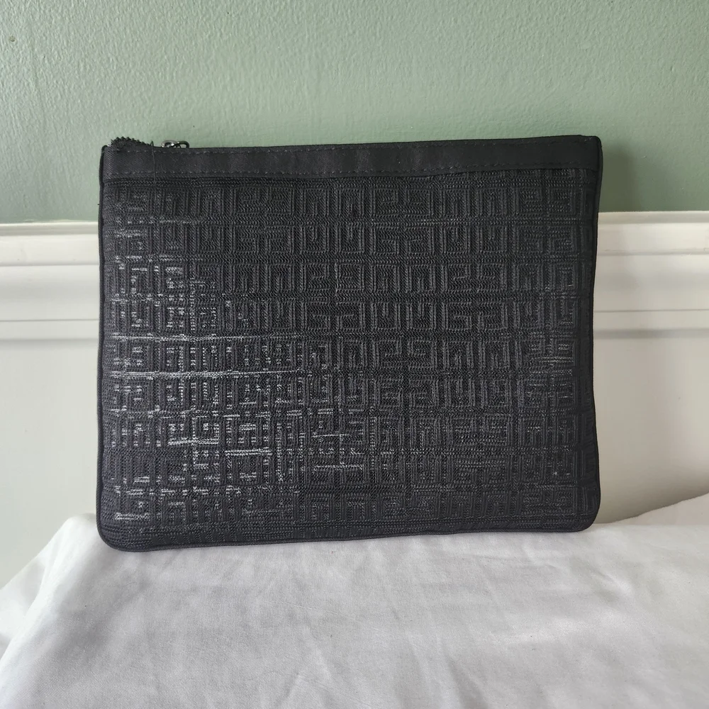 Givenchy Black Embossed Logo Cosmetic Pouch Set